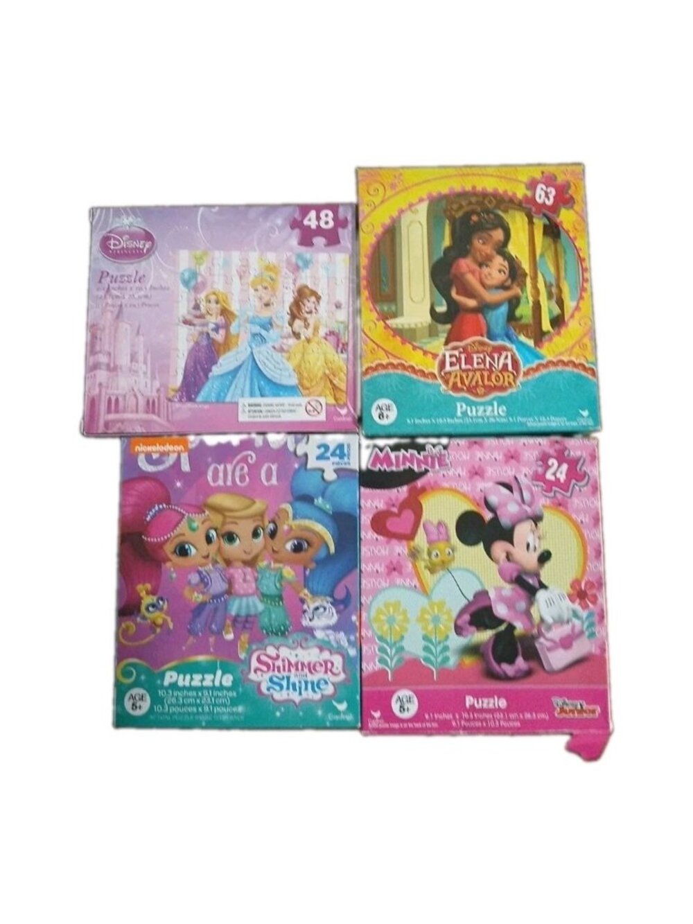 Disney Princess Elena Avalor Minnie Mouse Shimmer & Shine Puzzle Lot 4 Complete